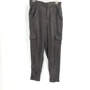 By Anthropologie Size Small Gray Satin Cargo Jogger Pants